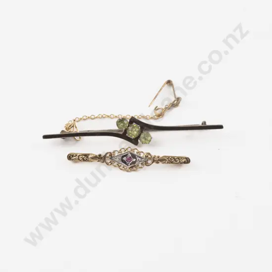 Two Victorian 9ct Bar Brooches