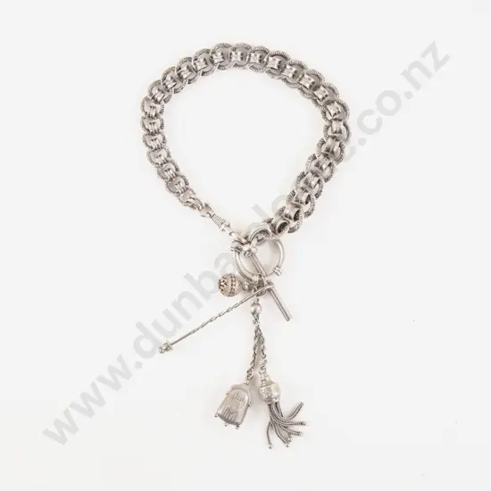 Victorian S/S (unmarked) Fancy Multi Link Watch Fob as Bracelet