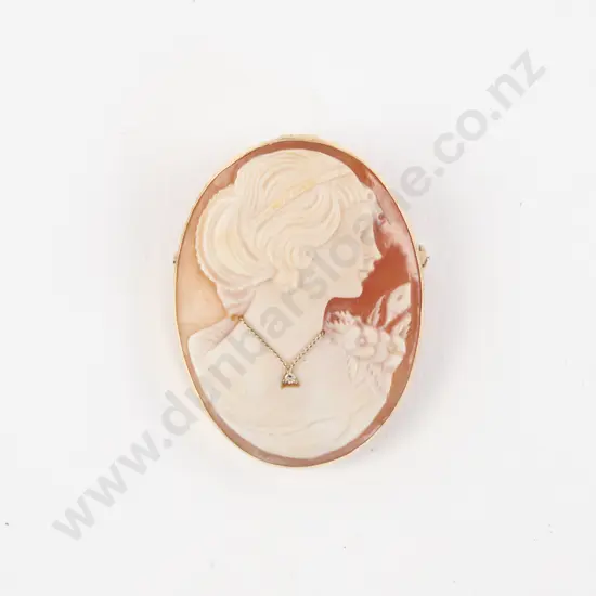 Victorian 14ct Framed Classical Portrait Cameo Brooch