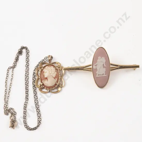 9ct Framed Classical Portrait Cameo Brooch