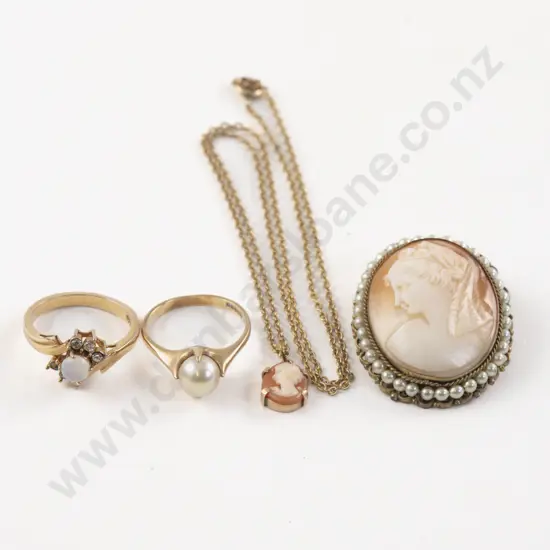 9ct Framed Portrait Cameo Pendant