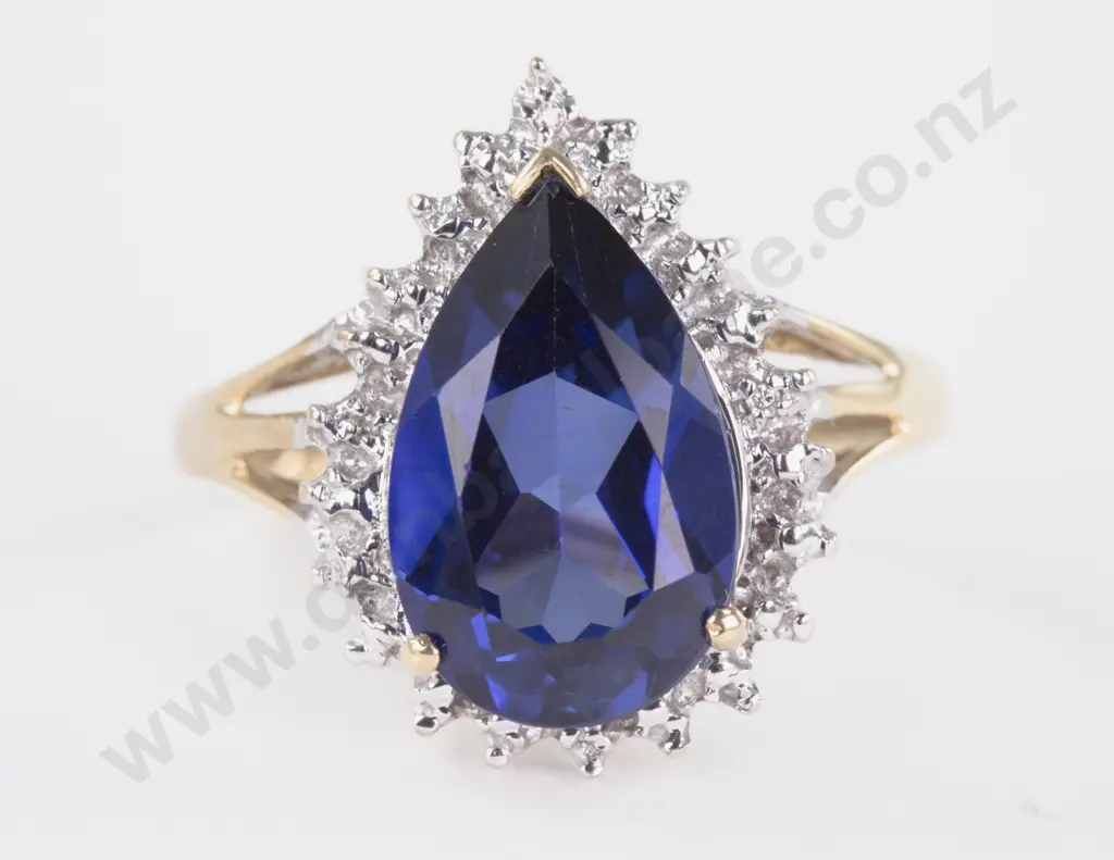 9ct Single Stone Blue Zircon Dress Ring Image 1++
