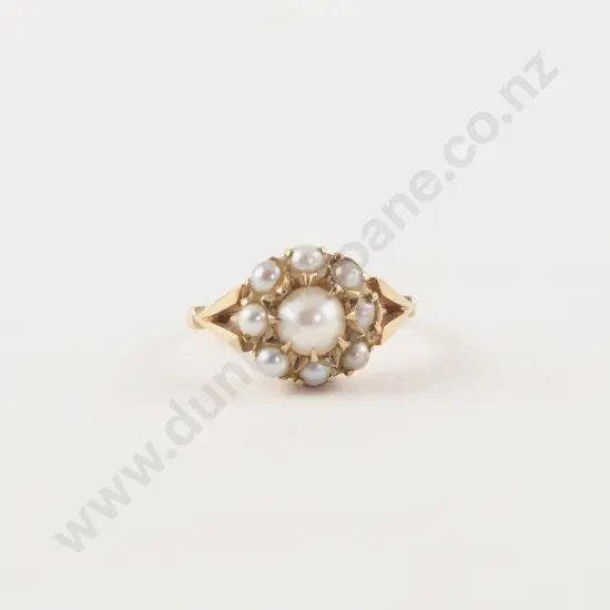 9ct Nine Stone Pearl Cluster Ring