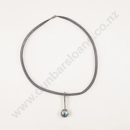 S/S Pacific Blue Paua Pearl Pendant Enhancer