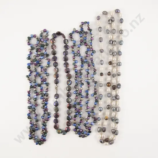 Three Fresh Water Pearl Opera Length Necklaces and One Other
