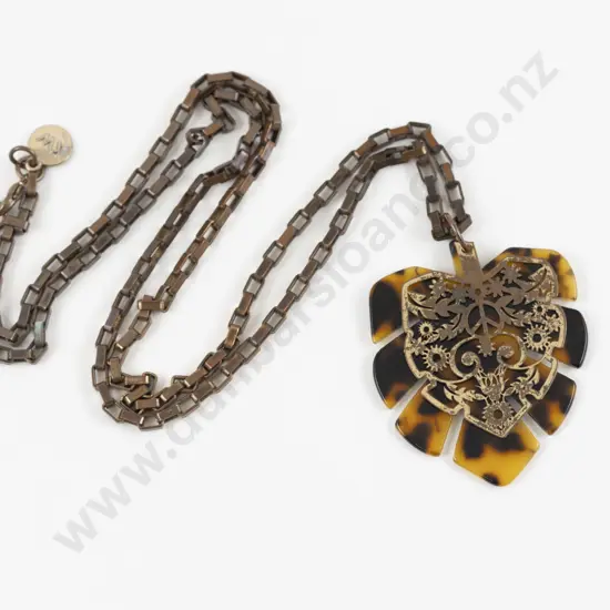 Karen Walker Monstera Leaf Tortoiseshell Necklace