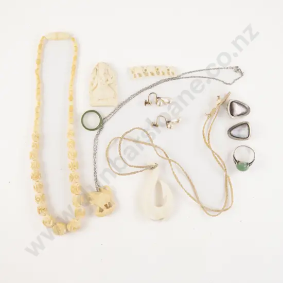 NZ Silver Single Oval Panel Greenstone Ring