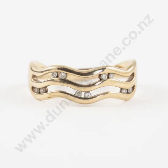 9ct Ten Stone Diamond Fancy Band Ring