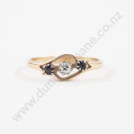 18ct Three Stone Sapphire and Diamond Ring