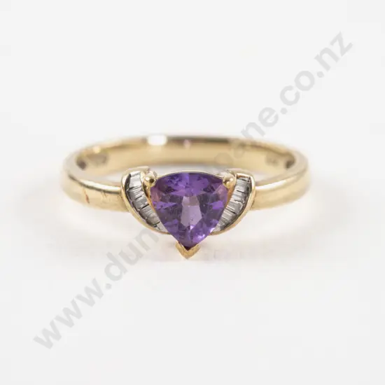 9ct Eleven Stone Amethyst and Diamond Ring