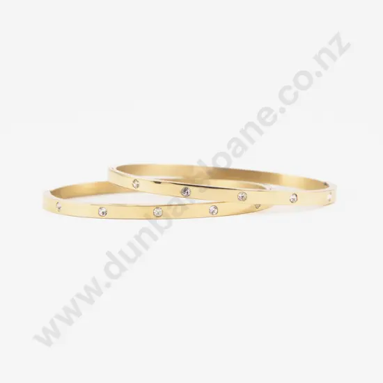Two Ellani Stainless Steel Fancy Hinged Snap Bangles