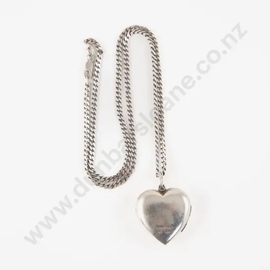 Tiffany and Co S/S Heart Locket on S/S Neck Chain