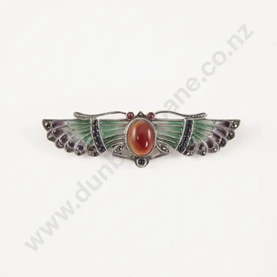 Sterling Silver Enamel and Gem Set Bug Brooch