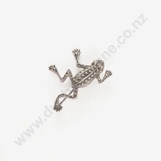 S/S and Marcasite Frog Brooch