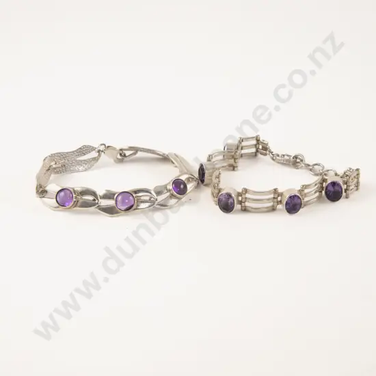 Two S/S Amethyst Bracelets