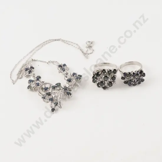 Two S/S Sapphire and Diamond Paste Cluster Rings