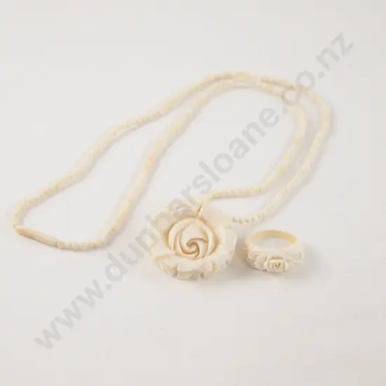 Art Deco Floral Moulded Ring and Pendant