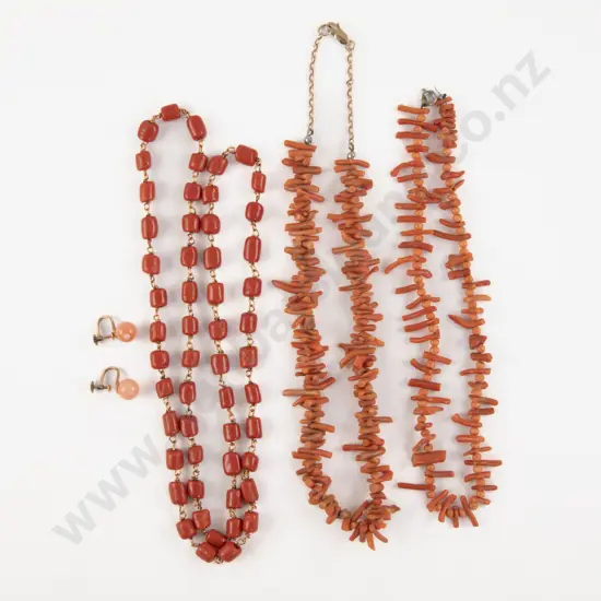 Pair 18ct Single Stone Coral Stud Earrings