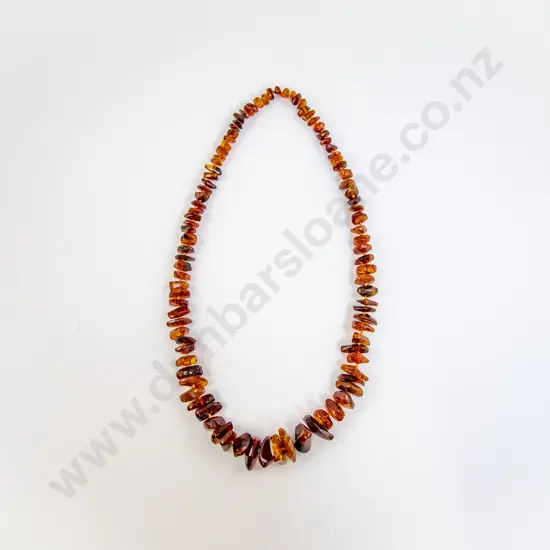Single Strand Graduated Polished Nugget Amber Bead Necklace