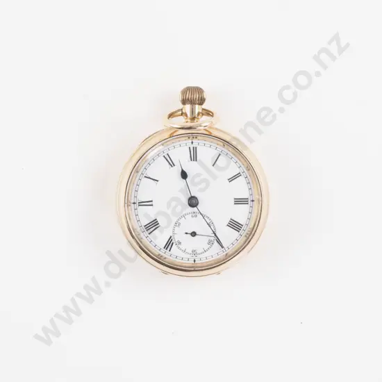 Gold Plated Open Face Lever Wind Pocket Watch