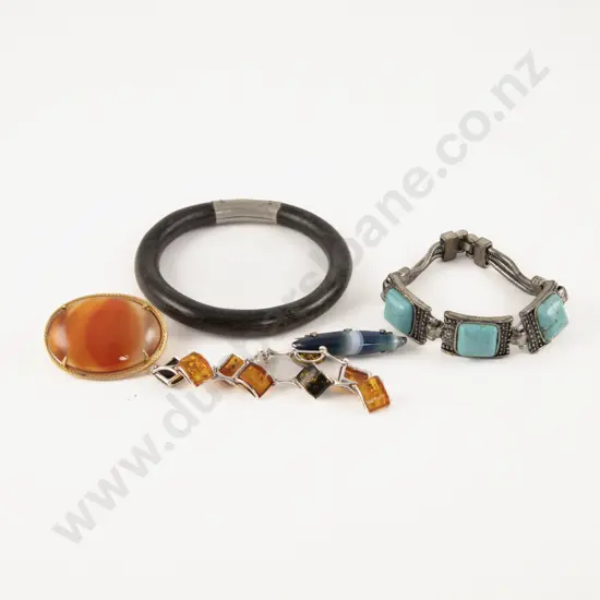 Three Panel Turquoise Bracelet and Collection of Costume Jewellery