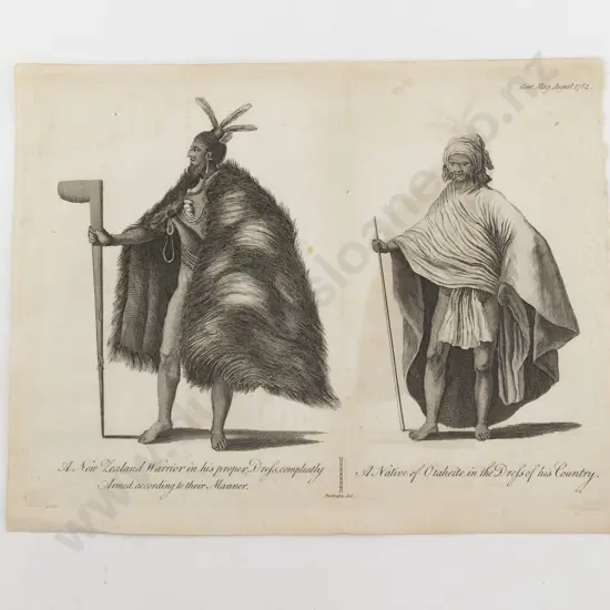 A 1784 Engraving of A New Zealand Warrier and A Native of Otaheite