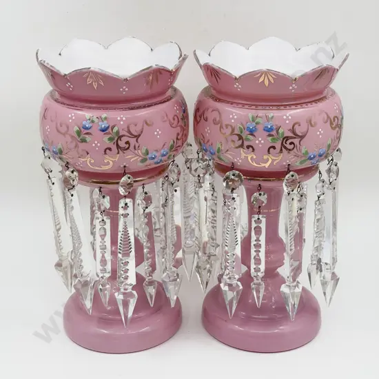 Pair of Victorian Glass Lustres