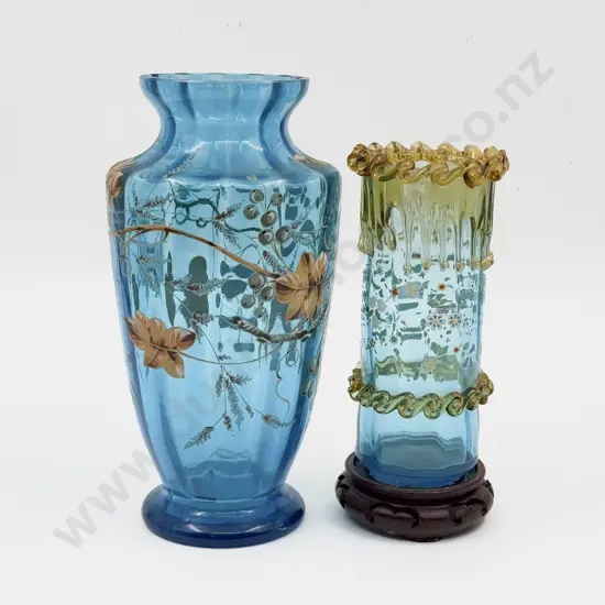 Two Victorian Decorative Glass Vases