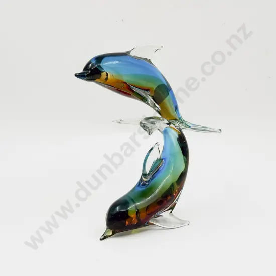 Art Glass Figure Group of Dolphins