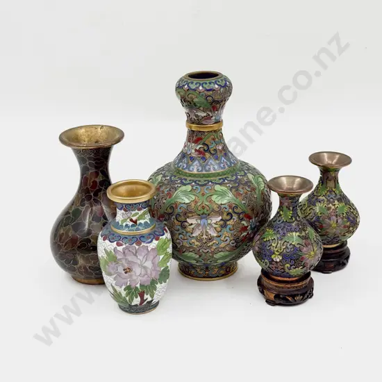 Five Assorted Cloisonne Vases