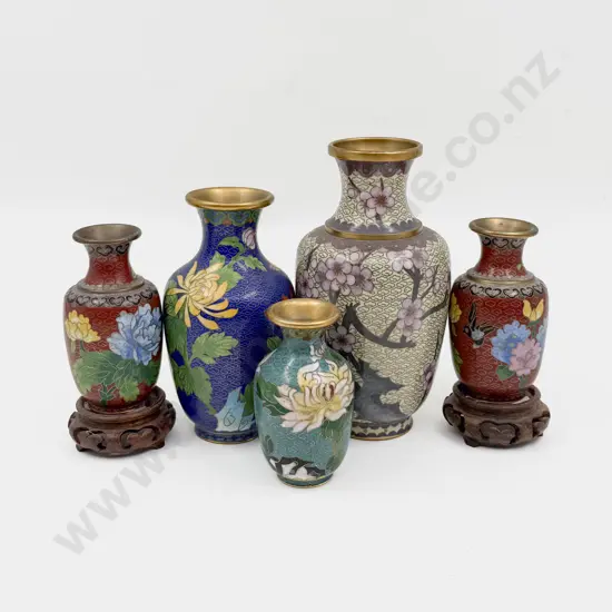 Five Assorted Cloisonne Vases