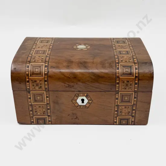 Vict Walnut & Parquetry Jewellery Box