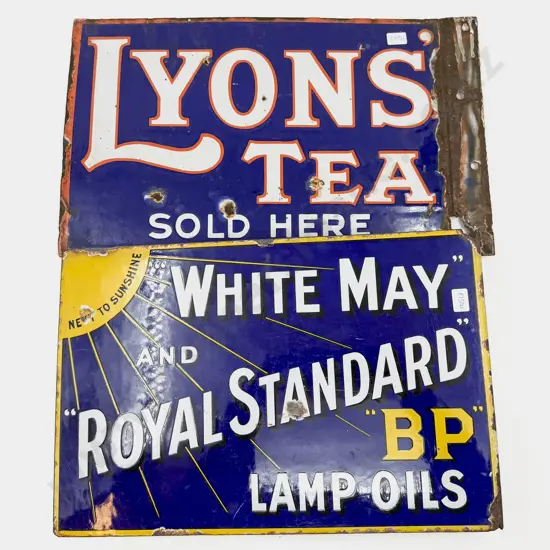 Two Vintage Enamel Advertising Signs