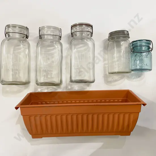 Five Assorted Vintage Glass Preserving Jars etc