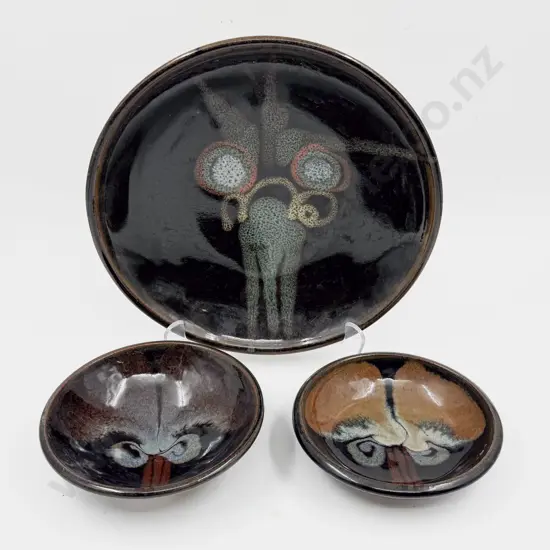 A Brian Gartside Shallow Bowl and Two Smaller Examples