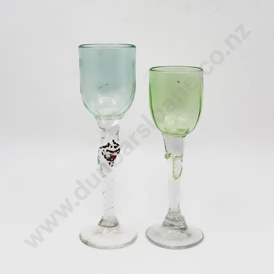 Two Peter Vishnik Art Glass Goblets