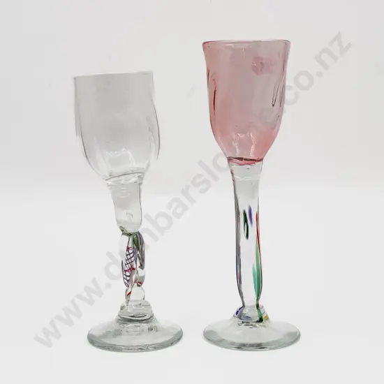 Two Peter Vishnik Art Glass Goblets