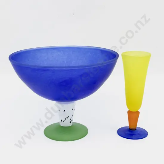 Two Pieces of Kosta Boda - Champagne Flute & Pedestal Bowl