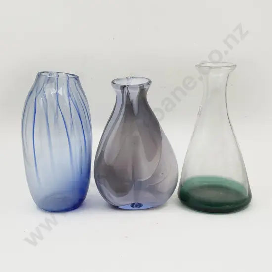 Three Assorted Art Glass Vases