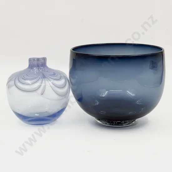 NZ Studio Art Glass Pedestal Bowl together with NZ Art Glass Vase