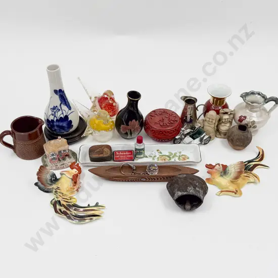 Box Quantity of Assorted incl Cinnabar Lacquer Trinket Box