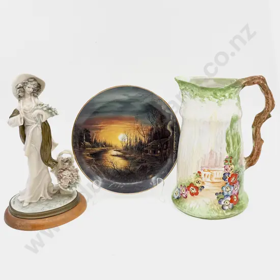 Royal Winton Woodland Jug together with Figure & Franklin Mint Plate