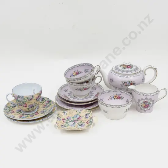 Shelley "Crochet" Tea for Two Set with Other Shelley Trio etc