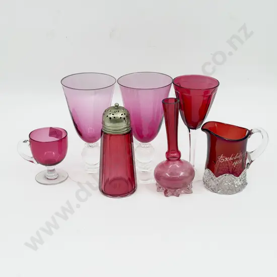 Quantity of Assorted Cranberry Glass etc