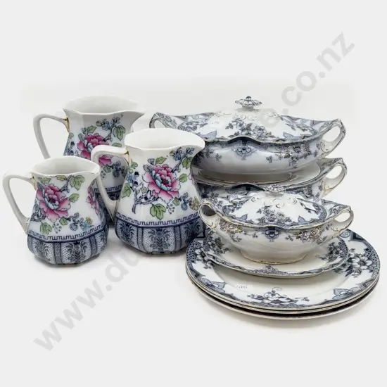Quantity of Assorted Dinner China together with Graduated Set of Three Jugs