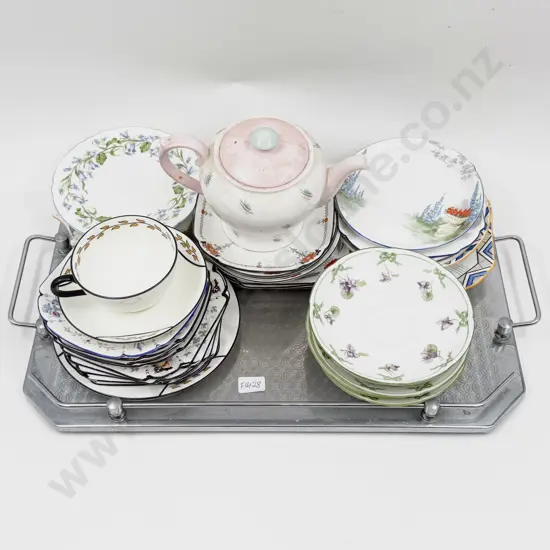 Quantity of Assorted China incl Shelley on Chrome Tray
