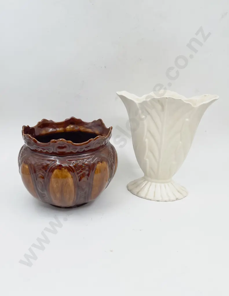 Three Assorted Jardinieres together with Beswick Vase Image 1++
