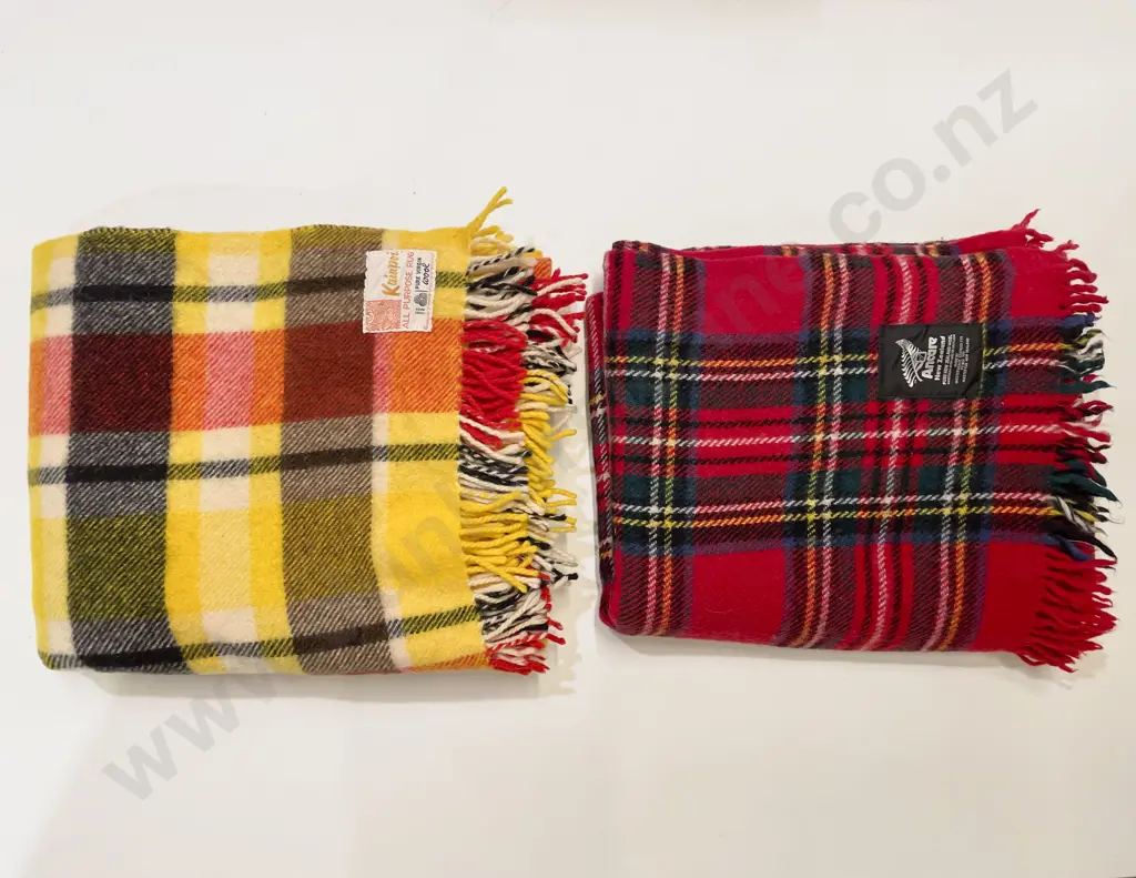 Two NZ Woollen Travel Blankets Image 1++