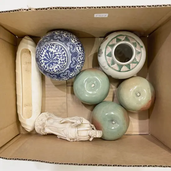 Box Quantity of Assorted incl Crown Lynn Flower Trough