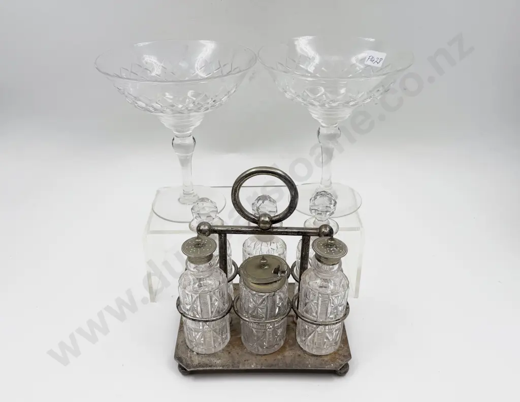 Pair of Stuart Crystal Comports together with Cruet Set Image 1++
